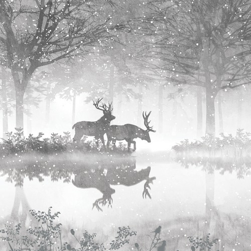 20 Servietten Shimmering Nights - Hirsche im Silberwald 33x33cm