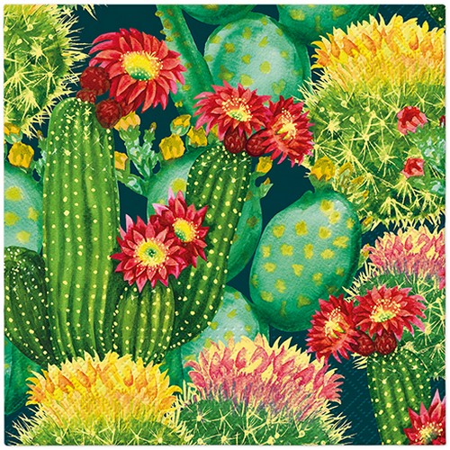 20 Servietten Vibrant Cacti - Lebhafte Kakteen 33x33cm