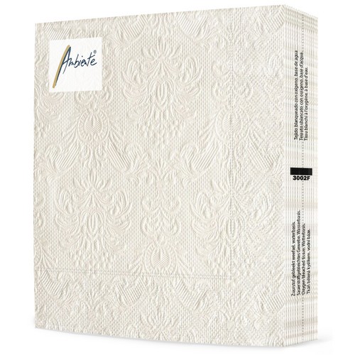15 geprägte Servietten Elegance Pearl white 33x33cm