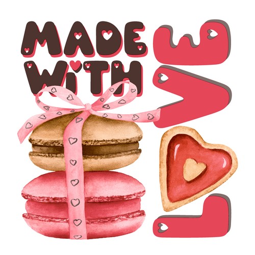 20 Servietten Love Made - Gebacken mit Liebe 33x33cm