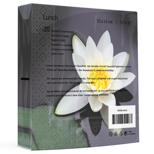 20 Servietten Waterlily bloom - Wasserlilie im Teich 33x33cm