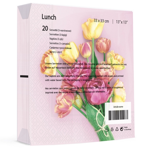 20 Servietten Herald of Spring - Frühlingsstrauss auf rosa 33x33cm