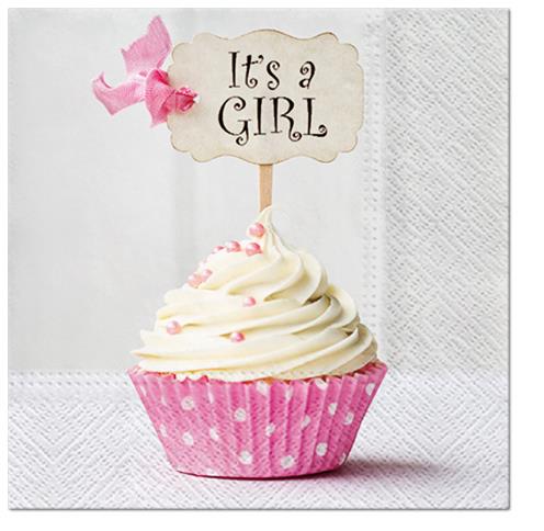 20 Servietten Pink Cupcake - Cupcake für Mädchen 33x33cm