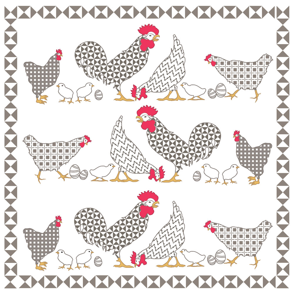 20 Servietten Chicken Family - Hühnerfamilie 33x33cm
