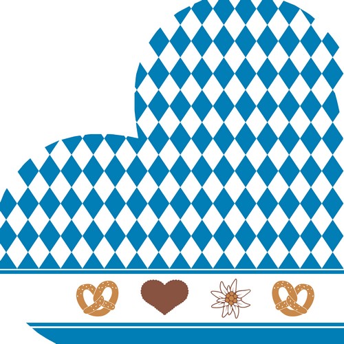 12 Servietten gestanzt Bavarian Heart - Bayrisches Herz 33x33cm