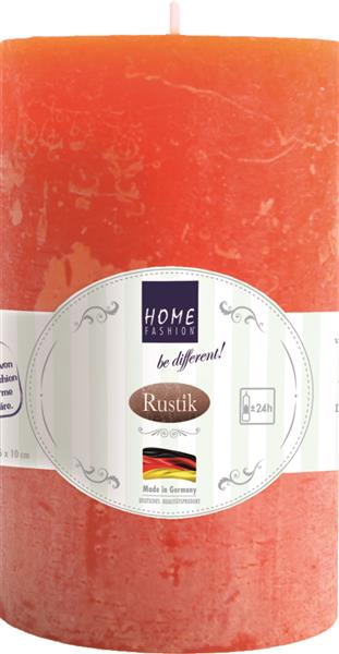 Kerze Stumpen Rustik orange Ø 6cm, Höhe 10cm
