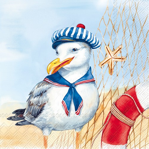 20 Servietten Captain Finn - Kapitän Möwe 33x33cm