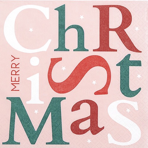 20 Servietten Christmas Letters pink - Buchstaben von Christmas rosa 33x33cm