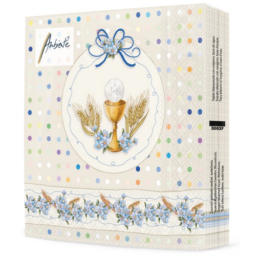 20 Servietten Communion Cup - Kelch an festlicher Bordüre 33x33cm