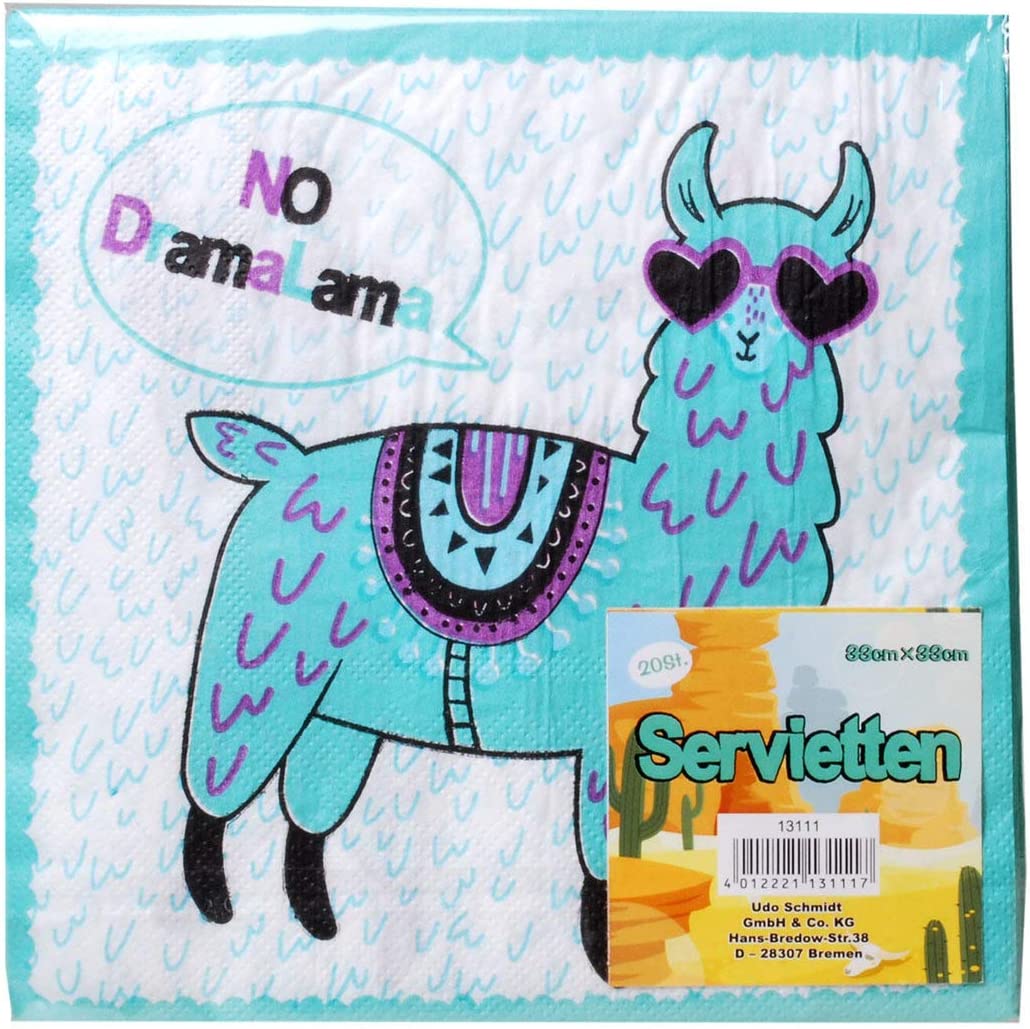 20 Servietten Lama 2-lagig, 33x33cm