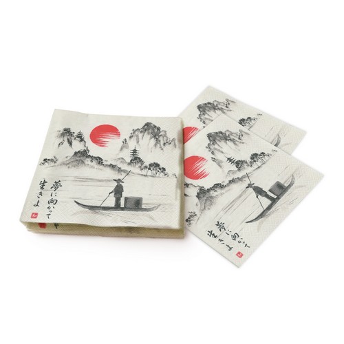 20 Servietten Japanese Boat - Japanischer Bootsfahrer 33x33cm