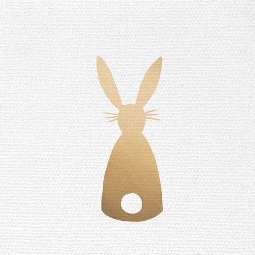 20 Servietten Bunny Canvas white - Silhouette Hase gold-weiß 33x33cm
