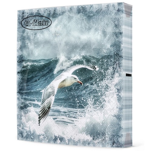 20 Servietten Seagulls in Stormy  Sea - Möwe im Sturm 33x33cm