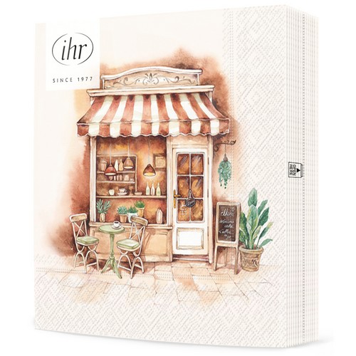 20 Servietten Coffee Break cream - Cafe in brauner Farbe 33x33cm