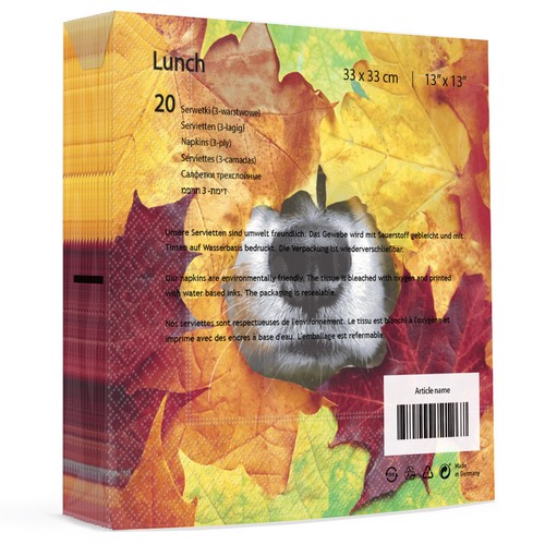 20 Servietten Furry leaf - Hund im Herbstlaub 33x33cm