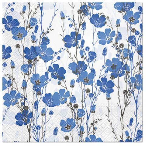 20 Servietten Flax Plants - Blaue Blumenkette 33x33cm