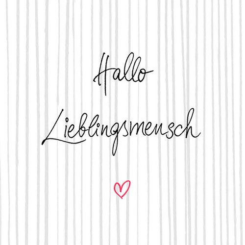 20 Servietten Hallo - Lieblingsmensch mit Streifen 33x33cm