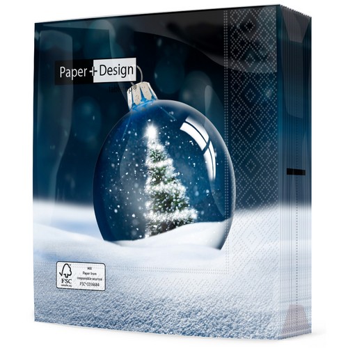 20 Servietten Arctic Dream - Traumhafte Glaskugel im Schnee 33x33cm