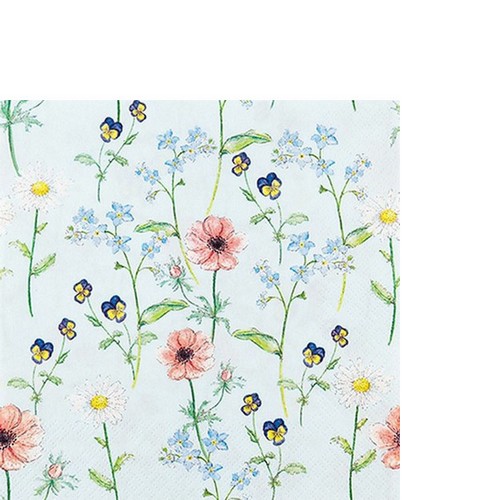 20 kleine Cocktailservietten Little Garden - Blumengarten auf mint 25x25cm