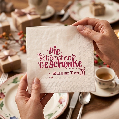 20 Servietten Die schönsten Geschenke - Geschenke sitzen am Tisch 33x33cm