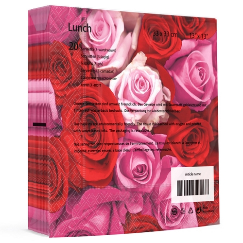 20 Servietten Rose essence - Überwältigende Rosenvielfalt 33x33cm