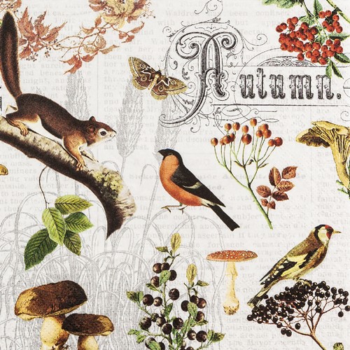 20 Servietten Autumn Collage - Vintage im Herbst  33x33cm