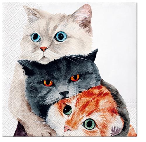 20 Servietten Better Together - Lustiger Katzenstapel 33x33cm