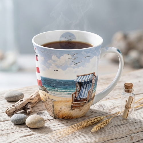 Tasse aus Porzellan Beach walk  - Spazieren am Strand 0,4L, Höhe 10,5cm