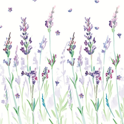 20 Servietten Lavendream - Gemalter Lavendel zur Wiese 33x33cm