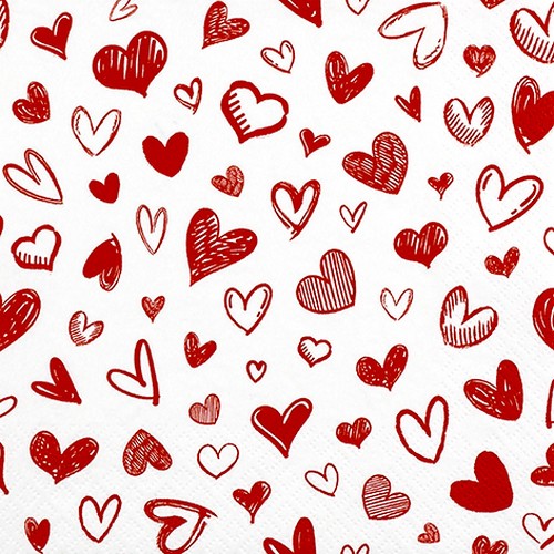 20 Servietten Hearts allover - Fliegende Herzen 33x33cm