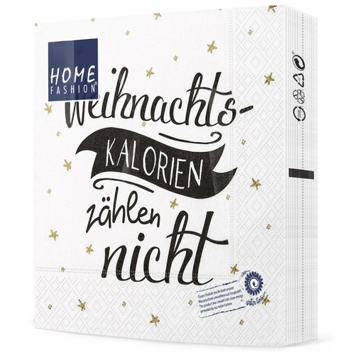 20 Servietten Weihnachtskalorien - zählen nicht 33x33cm