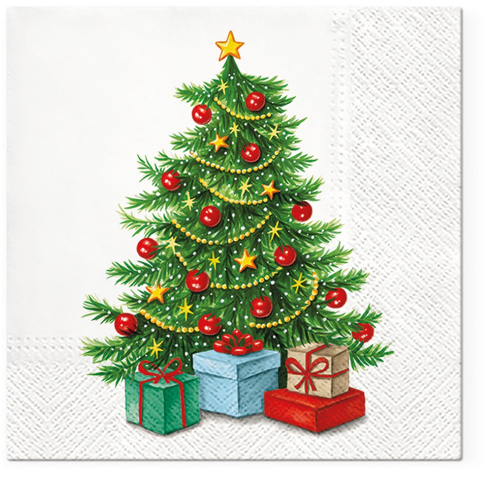 20 Servietten Underneath the Tree - Geschenke unter dem Tannenbaum 33x33cm