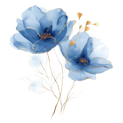 20 Servietten Elegant blue Flowers - Blaue Blumen elegant 33x33cm