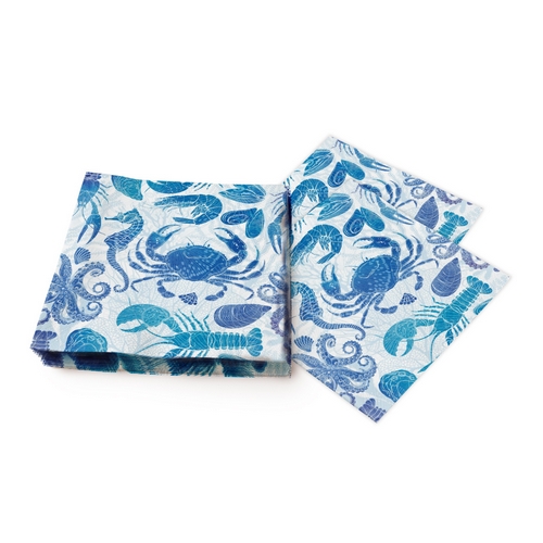 20 Servietten Lobster Party - Unterwassertiere in Blau 33x33cm
