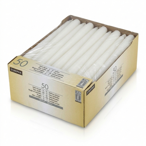 50 Leuchterkerze Uni weiß Ø2,2cm x Höhe 25cm