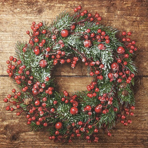 20 Servietten Berry Wreath - Kranz voller Beeren 33x33cm