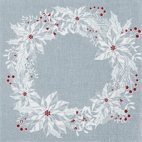 20 Servietten Scandi Wreath - Weißer Kranz mit Beeren 33x33cm