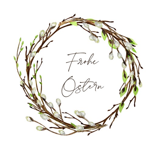 20 Servietten Frohe Ostern - Ostern im Weidenkranz 33x33cm