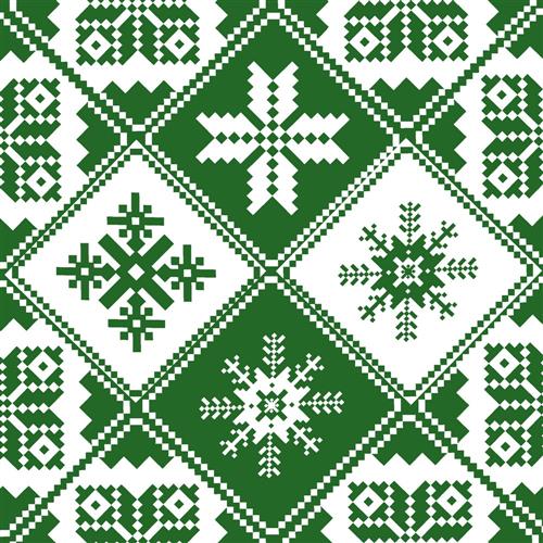 20 Servietten Traditions green - Warmes Wintermuster grün-weiß 33x33cm
