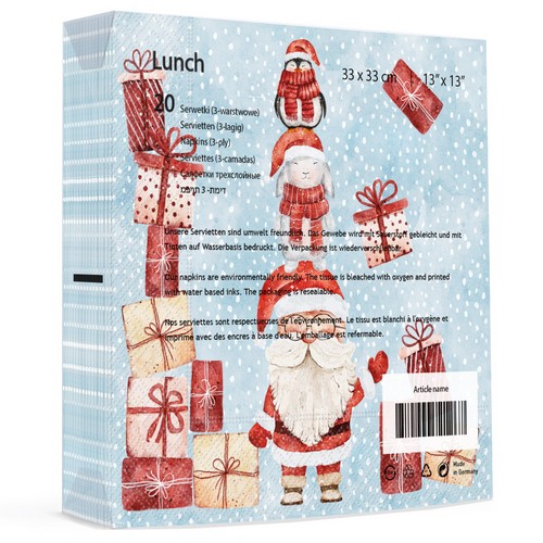 20 Servietten Santas helpers - Helfer vom Weihanchtsmann 33x33cm