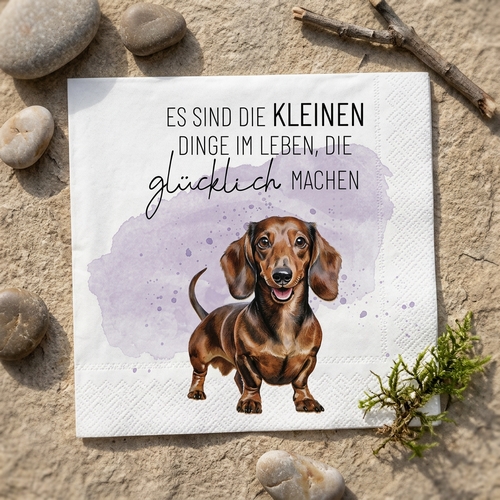 20 Servietten Dackel - Glücklich machen 33x33cm