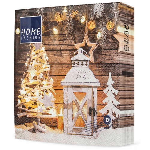20 Servietten Bright Christmas - Dekoriert und beleuchtet 33x33cm