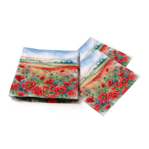 20 Servietten Summer Vibes - Endloses Mohnblumenfeld 33x33cm