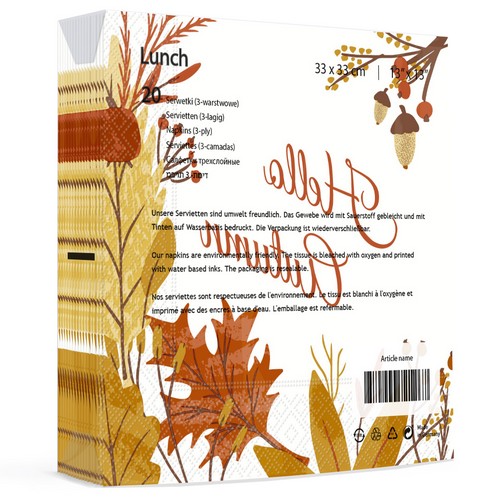 20 Servietten Hello Autumn - Der Herbst kommt 33x33cm