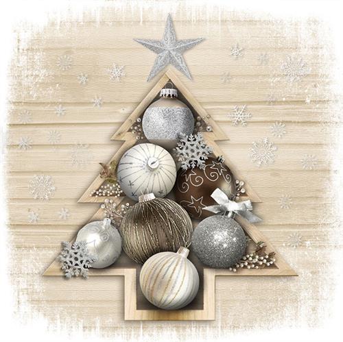 20 Servietten X-Mas Tree Ornaments - Kugeln im Weihnachtsbaum 33x33cm