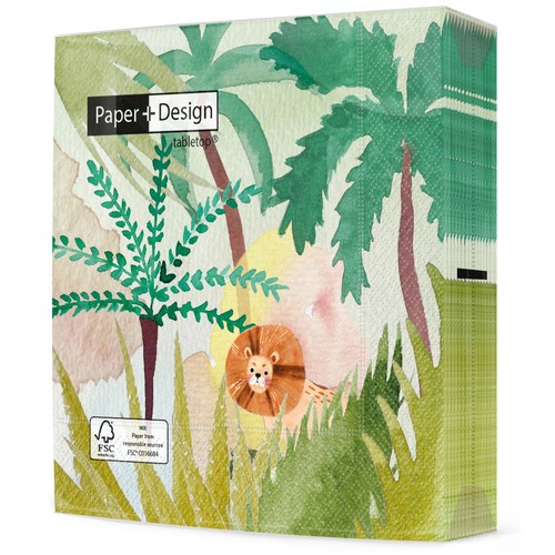 20 Servietten Jungle Beat - Niedlicher Löwe im Dschungel 33x33cm