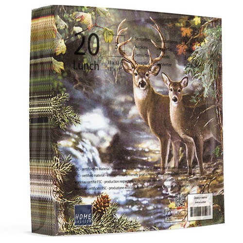 20 Servietten Deers on a creek - Hirsche am Bach 33x33cm