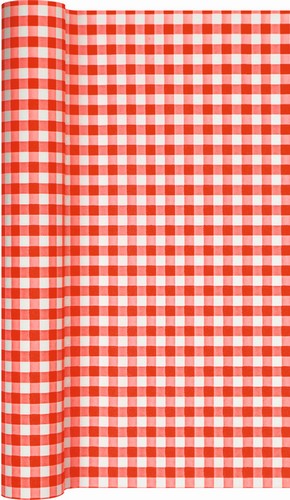 Biertischtuchrolle Karo rot 990x80cm