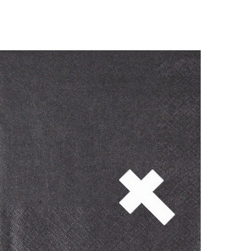 20 Cocktailservietten Punched Cross Perl Effect black - schwarz mit ausgestanztem Kreuz 25x25cm