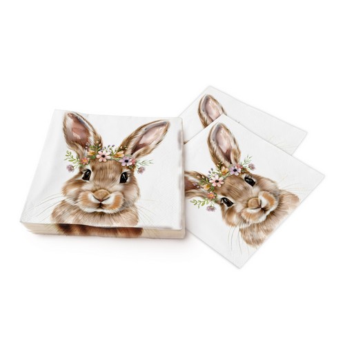 20 Servietten Edward Rabbit – 33x33 Cm Weiß, Made In Germany